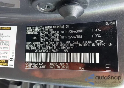 2020 Lexus Nx 300 from USA, damaged, VIN JTJGARBZ7L2174679